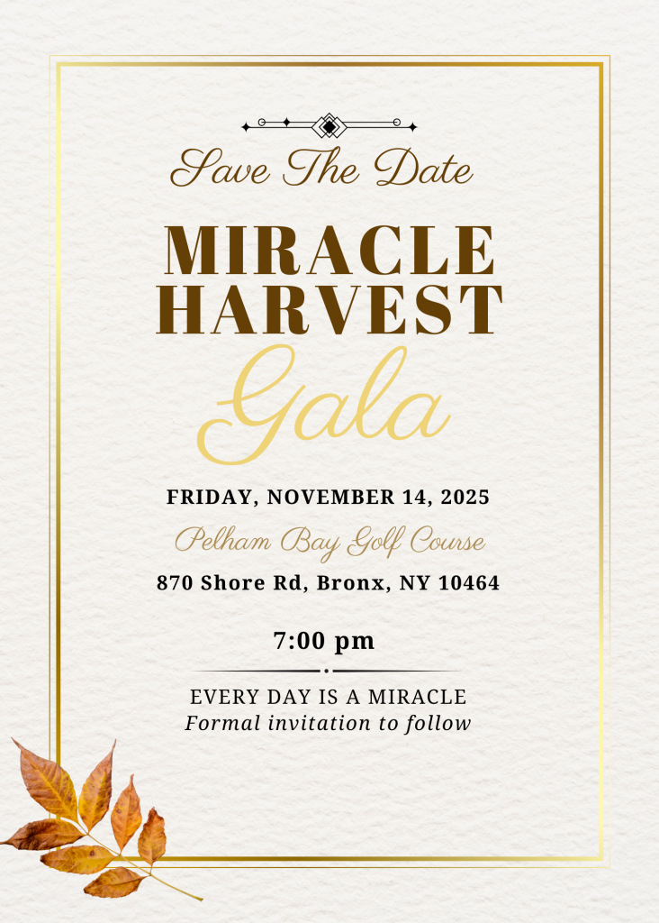 Save the Date for the Miracle Harvest Gala on Frida, November 14, 2025